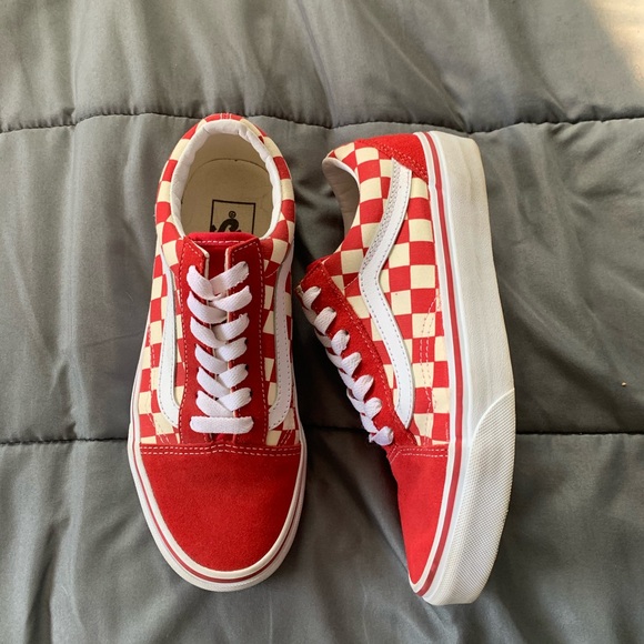 Vans Shoes - red and white checkered old school vans